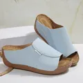 Sandales compensées bleu clair pour femmes, design décontracté et chic pour l'été. - 36 / Bleu ciel
