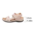 Close-up detail of women's beige wedge sandal showing 3.5cm / 1.38 inch heel height measurement - 36 / Khaki