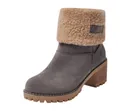 Grey suede women's winter snow boots featuring a chunky heel and warm faux fur trim - 35 / Gray