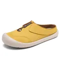 Comfortable yellow suede slip-on shoes for women with stylish zipper detail and thick sole - 35 / Yellow