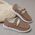 Ademende bruine linnen casual loafers voor dames met witte antislipzool en veters - 36 / Tan