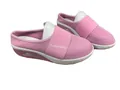 Detailed view of pink wedge heel clogs featuring breathable mesh and FASHION elastic strap - 38 / Pink (Small Mesh)