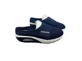 Comfortable women's navy blue mesh wedge mules with durable slip-resistant thick soles - 35 / Dark Blue (Small Mesh)
