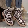 Elegantes botas de nieve de invierno con estampado de leopardo y forro de felpa cálido - 38 / Estampado de leopardo