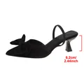Pointed-toe slingback sandals with bow and 6.2cm wine-glass heel in elegant black finish - 36 / Black