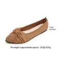 Comfortable brown knit ballet flat shoes for women featuring stylish front knot design - 36 / Tan