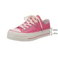 Stylish pink low-top canvas sneakers with a 3.5cm thick platform sole for daily casual wear - 35 / Pink