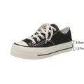 Classic black low-top canvas sneaker featuring a stylish 3.5cm thick platform sole - 35 / Black