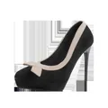 Escarpins élégants en daim noir avec joli nœud beige et semelle plateforme robuste - 34 / Noir