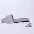 Silver slide sandals with pearl and rhinestone embellishments and 1.5cm heel height - 38 / Silver