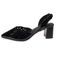 Elegantes sandalias de charol negro con tacón grueso y una punta fina calada - 35 / Negro