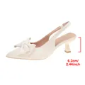Κομψά λευκά μυτερά πέδιλα slingback με φιόγκο και τακούνι με ύψος 6,2 εκατοστά - 36 / Ζαχαρί