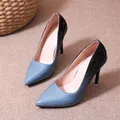 Pointed-toe stiletto heels featuring a stylish light blue and black color-block finish - 35 / Gradient Blue