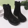 Chic black leopard print ankle boots for women featuring a chunky sole and back zipper - 36 / Black Leopard