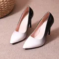 Elegant pointed-toe high heels featuring a sophisticated black and white gradient finish - 35 / Gradient White