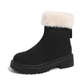 Zwarte winterlaars voor dames voorzien van een witte rand van imitatiebont en een rits - 35 / Zwart