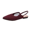 Eleganti scarpe basse bordeaux in maglia a punta con cinturino posteriore aperto - 34 / Rosso Arancio a Righe