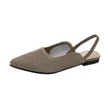 Eleganti ballerine slingback in maglia kaki da donna con suola morbida traspirante - 34 / Albicocca Scura a Righe