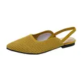 Mustard yellow knitted pointed-toe slingback flats with a breathable soft sole - Striped Yellow
