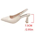 Eleganti décolleté slingback beige a punta con tacco a spillo medio di 7,5 cm da donna - 35 / Bianco