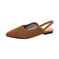 Elegant brown knitted pointed-toe slingback flats featuring breathable soft sole - Striped Brown