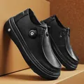 Mocassini neri in pelle da uomo con pratico sistema di chiusura a rotella - 39 / Scarpe in Pelle Nera con Fibbia Rotante (AL107)