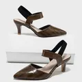 Sandales à bride arrière marron motif crocodile avec bout pointu et talons - 35 / Sandales à Bout Pointu Bride Unique (658-Q51) / Brun Foncé