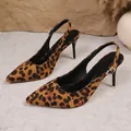 Elegante Slingback-Sandalen mit Leopardenmuster, spitze Zehen und Stiletto-Absatz - Leopardenprint
