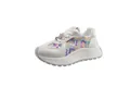 Trendy white platform sneakers for women with iridescent sequin patchwork and star charm - 35 / Off White