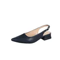 Elegant navy snake-textured pointed-toe slingback pumps with comfortable low block heel. - 35 / Dark Blue