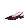 Eleganti decollete slingback bordeaux con texture pelle di serpente e tacco basso largo - 35 / Caffè