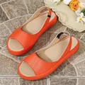 Vibrant orange platform slingback sandals with an open-toe design for summer comfort - 35 / Orange Red