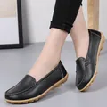Elegant black soft leather loafers for women with comfortable non-slip gum rubber sole - 35 / Black