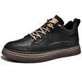 Men's handcrafted soft leather casual shoes with comfortable rubber sole, black - 38 / Elevator Style (QF2230) / Black