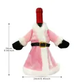 Funda de terciopelo rosa para botella de vino de Papá Noel para decoraciones de mesa navideñas. - Estilo Abrigo de Terciopelo Dorado Rosa