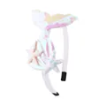 Adorable iridescent sequin mermaid tail headband featuring shell and starfish for girls - White