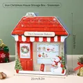 Christmas house shaped tin storage box with snowman bakery design for gift packaging - Snowman