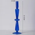 Porte-bougie géométrique en verre bleu cobalt moderne 31,5 cm hauteur décoration de table - Style Anneau Unique (Bleu Royal) / Height 31.5cm