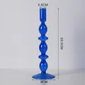 Grand bougeoir en verre bleu élégant pour décoration intérieure moderne, 26,5 cm - Style Double Anneau (Bleu Royal) / Height 26.5cm