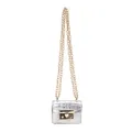 Fashionable silver crocodile pattern mini crossbody bag with golden chain strap for women - Silver
