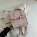 Eleganter rosa Mini-Rucksack mit silberner Schleife und Tragegriff, lässiges Design - Rosa