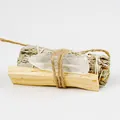 Natural white sage smudge bundle with palo santo and clear quartz crystal stone - White Crystal Point Set
