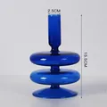 Bougeoir et vase en verre bleu, ornement d'art pour décoration de table 15,5 cm - Style Double Couche (Bleu Royal) / Height 15.5cm