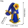Blue and yellow sunflower plush gnome doll showing 9.45-inch height and 159g weight - Blue Sunflower Braid Gnome
