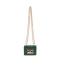 Elegant mini dark green crocodile embossed luxury chain shoulder bag for women fashion - Green