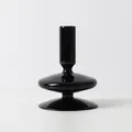 Bougeoir en verre noir brillant élégant pour la décoration de table à manger moderne - Simple Couche Dessus Plat (Noir) / Taille Standard