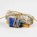 Healing white sage bundle with Palo Santo stick and Lapis Lazuli crystal raw stone - Lapis Lazuli Kit