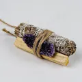 Handcrafted white sage bundle with Palo Santo stick and purple amethyst crystal set - Amethyst Cluster Set