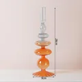 Bougeoir vase élégant en verre dégradé orange 28cm pour décoration d'art - Style Base Rayée Bleu-Orange / Hauteur 28cm