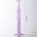 Bougeoir élégant en verre violet nervuré pour la décoration moderne de la maison - Style Violet à Anneaux Multiples à Rayures Complètes / Height 29.5cm